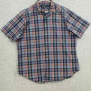 Ralph Lauren Short-Sleeve Plaid Button-Down in Navy, Red, White